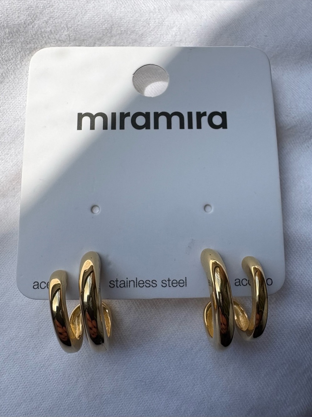 NWT Waterproof Tarnish-free Gold Double Hoop Earrings